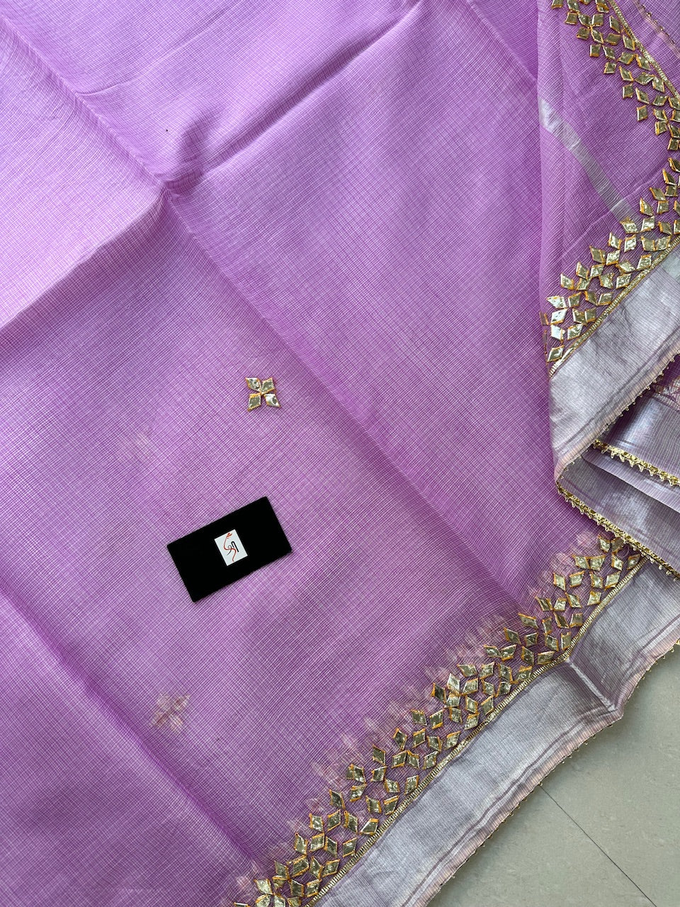 Jaipuri Gota Patti Hand Embroidered Kota Cotton Doria Saree