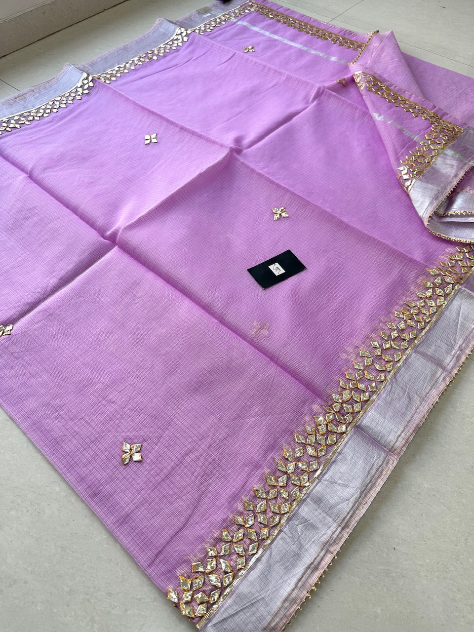 Jaipuri Gota Patti Hand Embroidered Kota Cotton Doria Saree