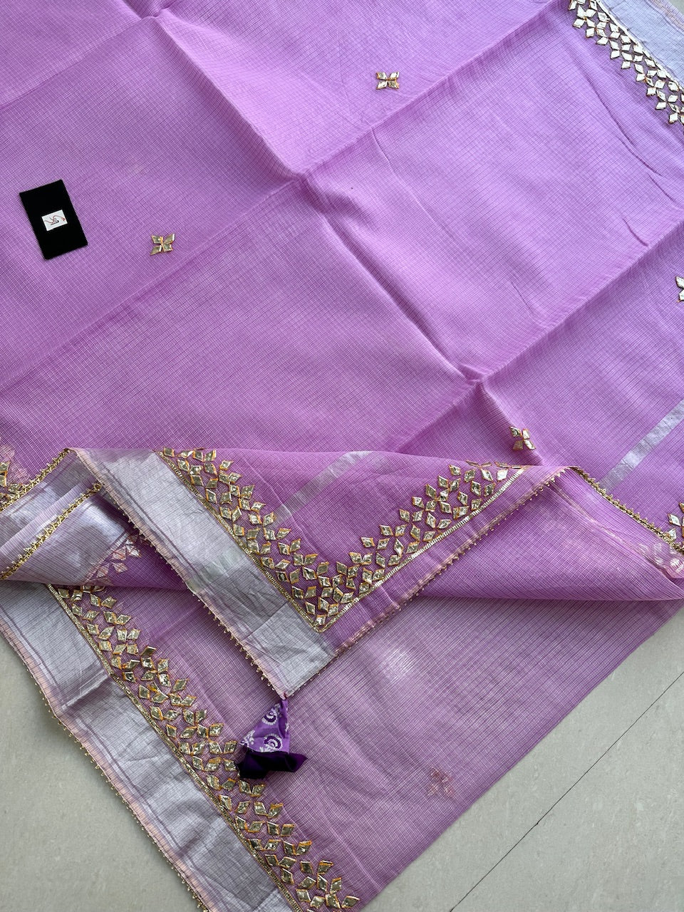 Jaipuri Gota Patti Hand Embroidered Kota Cotton Doria Saree