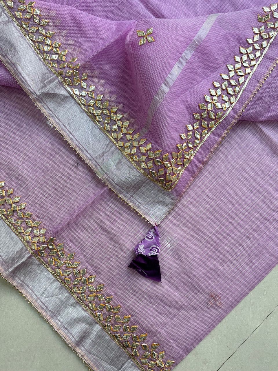 Jaipuri Gota Patti Hand Embroidered Kota Cotton Doria Saree