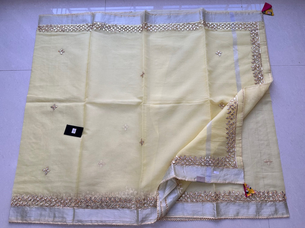 Jaipuri Gota Patti Hand Embroidered Kota Cotton Doria Saree