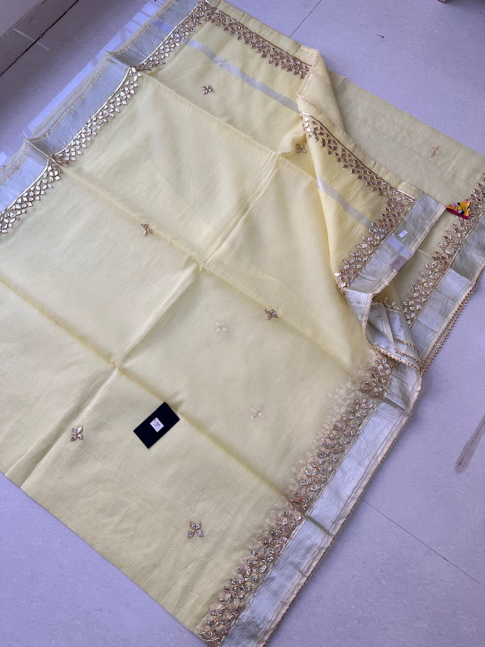 Jaipuri Gota Patti Hand Embroidered Kota Cotton Doria Saree