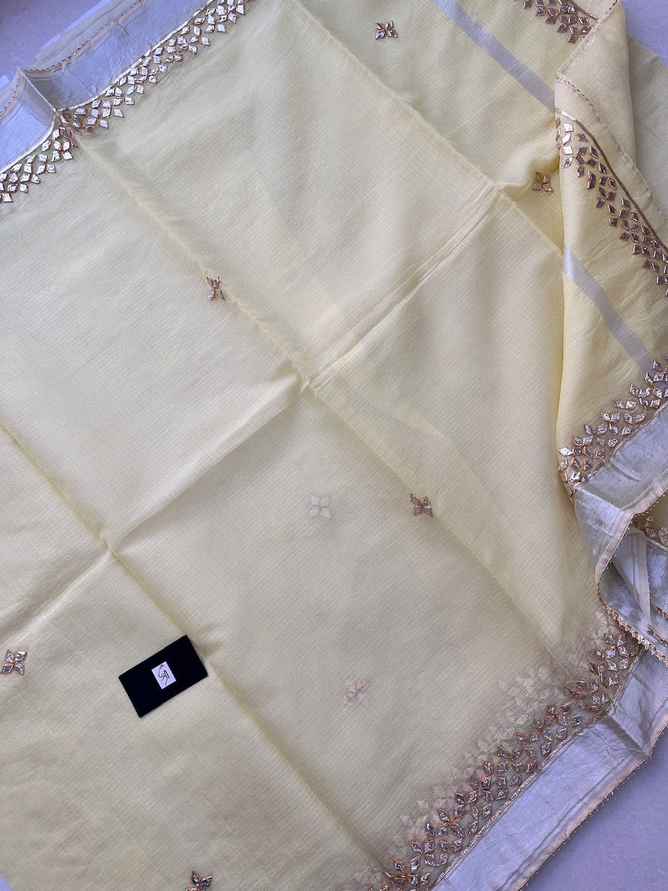 Jaipuri Gota Patti Hand Embroidered Kota Cotton Doria Saree