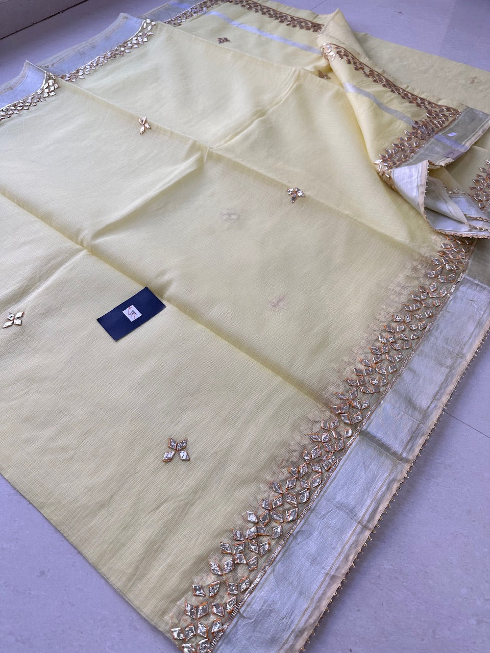 Jaipuri Gota Patti Hand Embroidered Kota Cotton Doria Saree