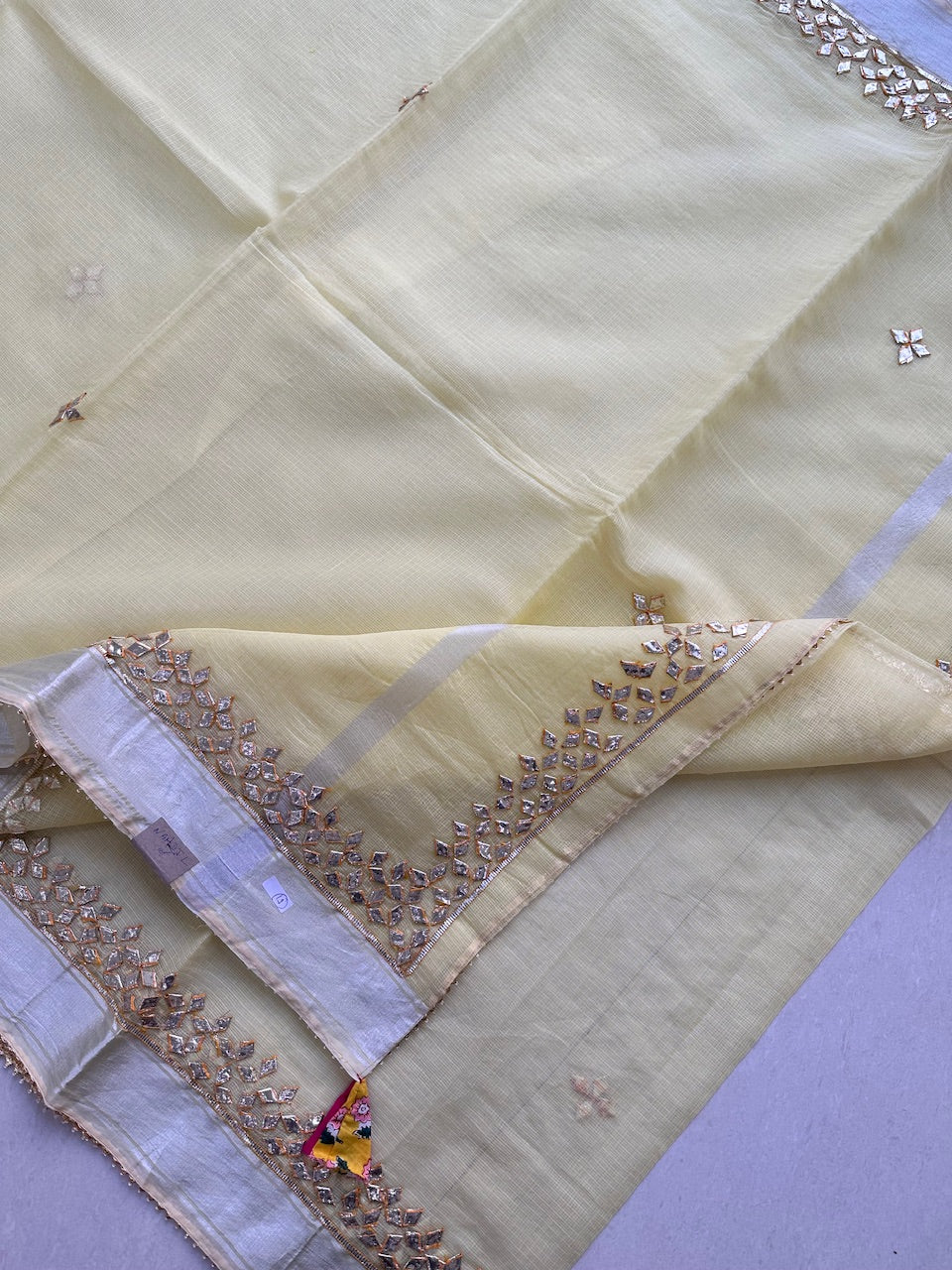 Jaipuri Gota Patti Hand Embroidered Kota Cotton Doria Saree