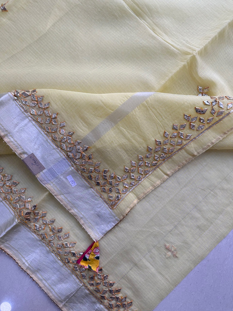 Jaipuri Gota Patti Hand Embroidered Kota Cotton Doria Saree