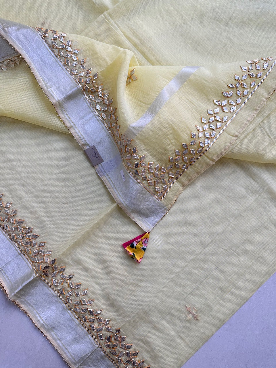 Jaipuri Gota Patti Hand Embroidered Kota Cotton Doria Saree