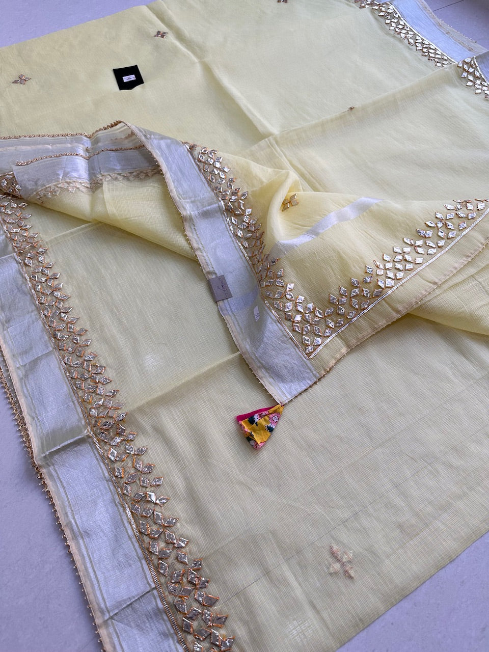 Jaipuri Gota Patti Hand Embroidered Kota Cotton Doria Saree