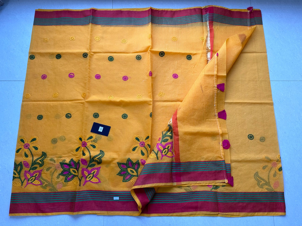 Embroidered Kota Cotton Doria Saree