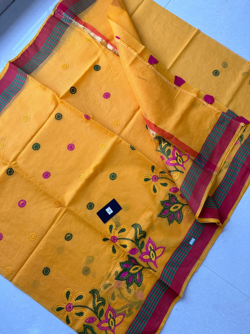 Embroidered Kota Cotton Doria Saree