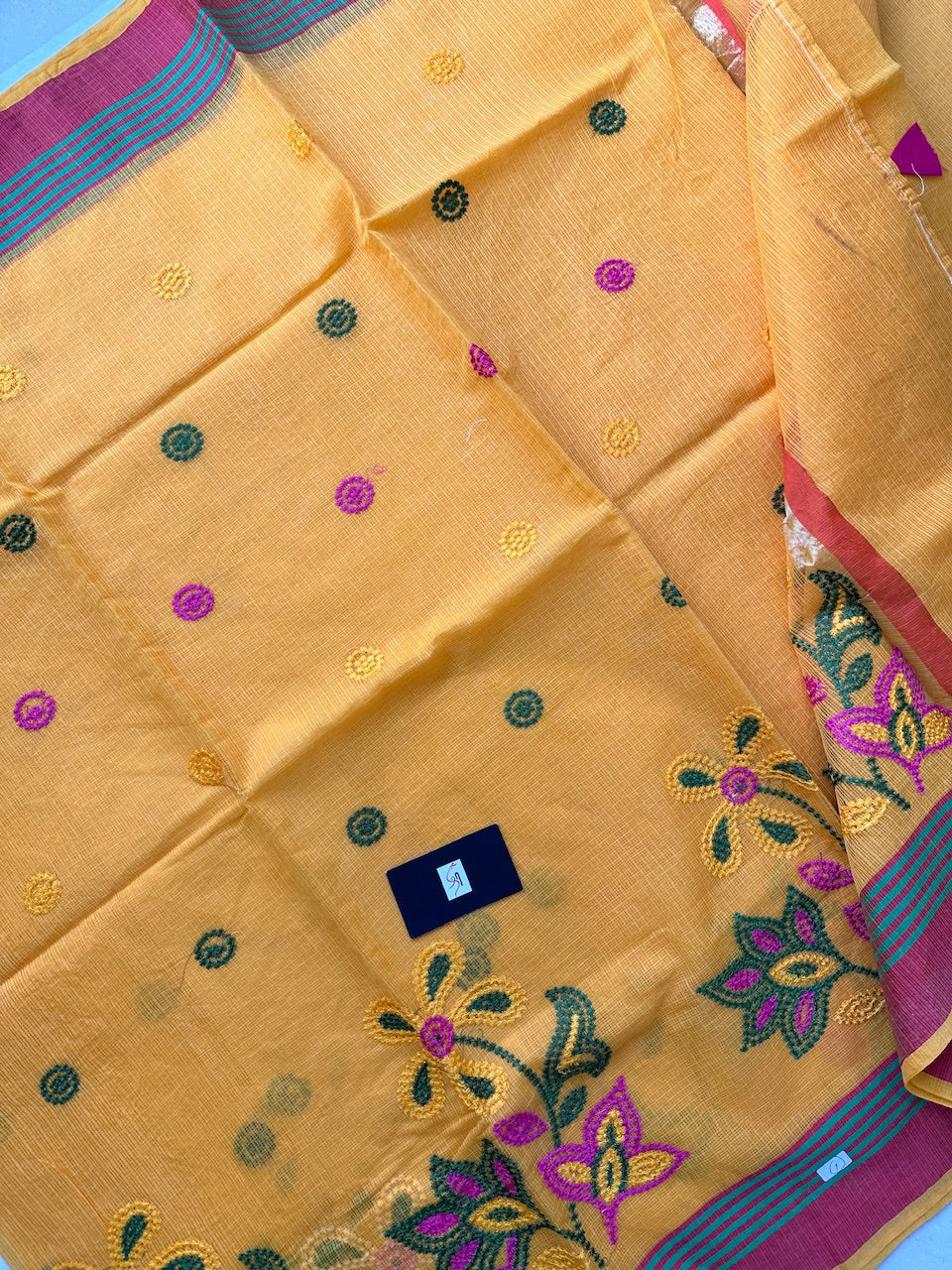 Embroidered Kota Cotton Doria Saree