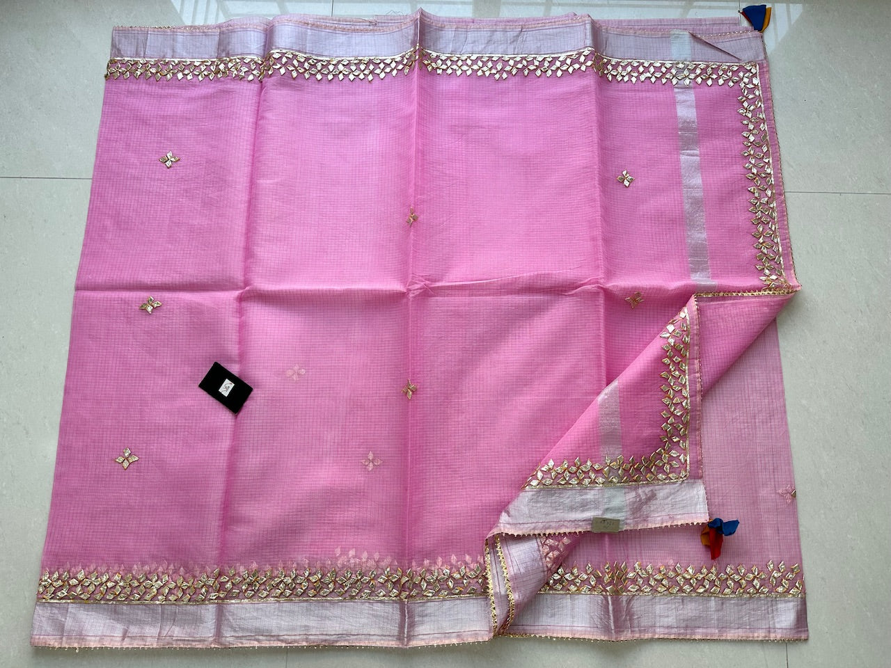 Jaipuri Gota Patti Hand Embroidered Kota Cotton Doria Saree