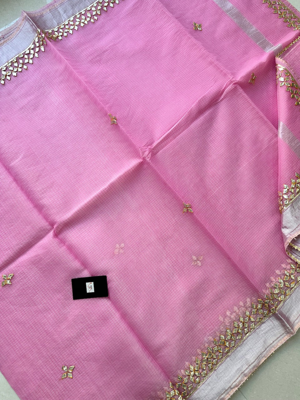 Jaipuri Gota Patti Hand Embroidered Kota Cotton Doria Saree