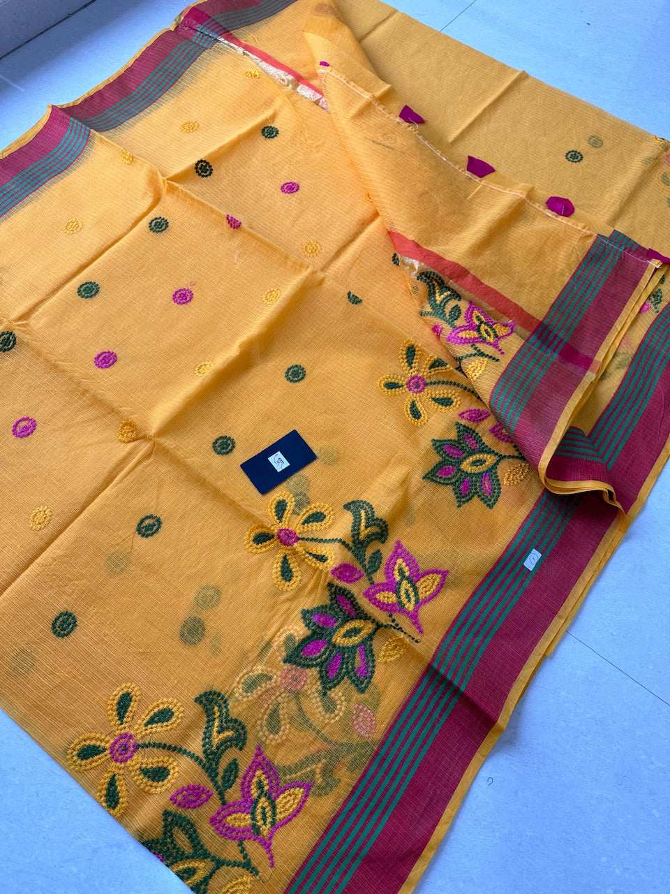 Embroidered Kota Cotton Doria Saree