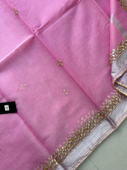 Jaipuri Gota Patti Hand Embroidered Kota Cotton Doria Saree