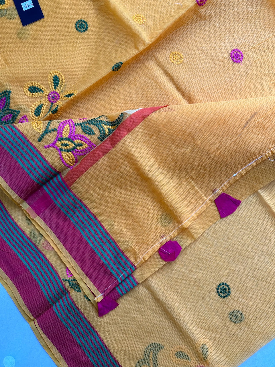 Embroidered Kota Cotton Doria Saree