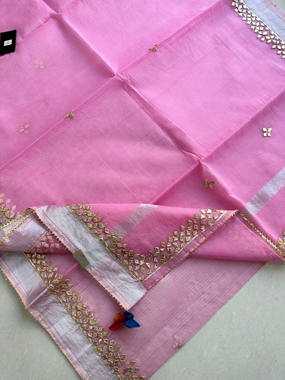 Jaipuri Gota Patti Hand Embroidered Kota Cotton Doria Saree