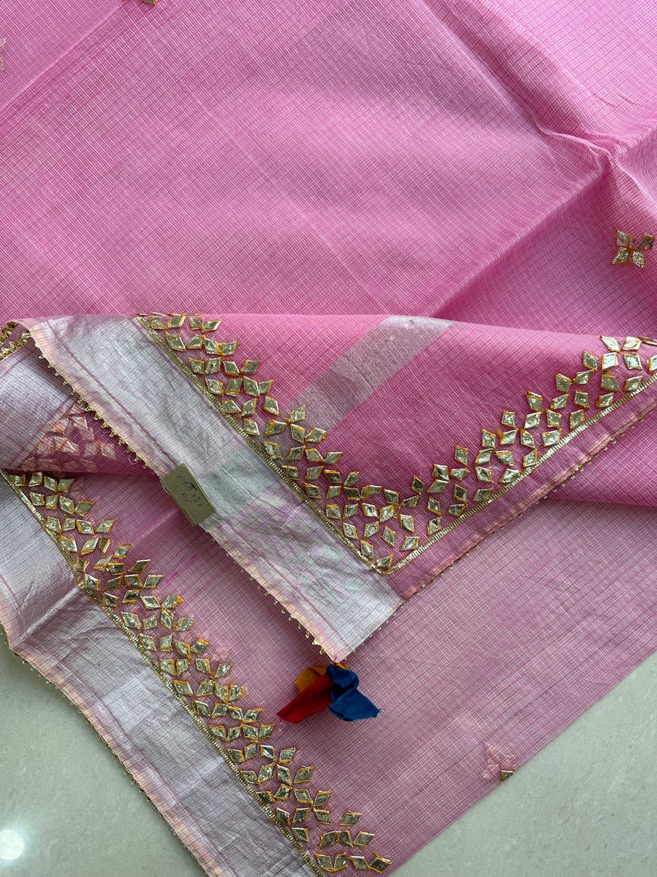 Jaipuri Gota Patti Hand Embroidered Kota Cotton Doria Saree