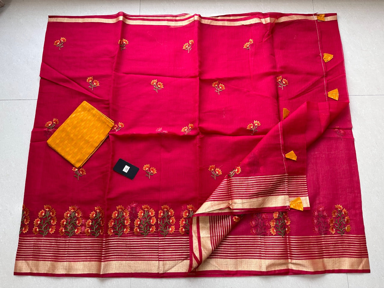 Embroidered Kota Cotton Doria Saree