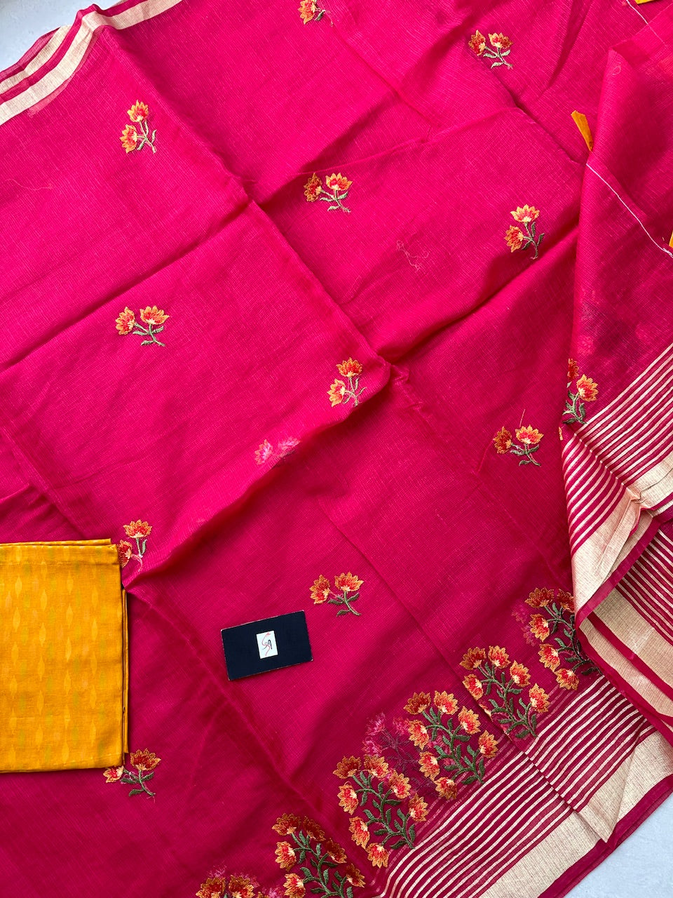 Embroidered Kota Cotton Doria Saree