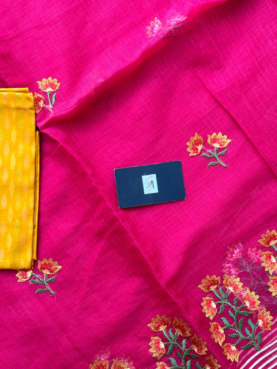 Embroidered Kota Cotton Doria Saree