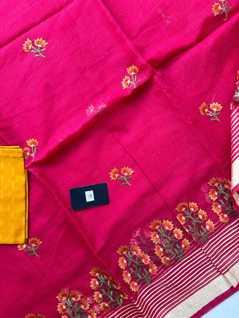 Embroidered Kota Cotton Doria Saree