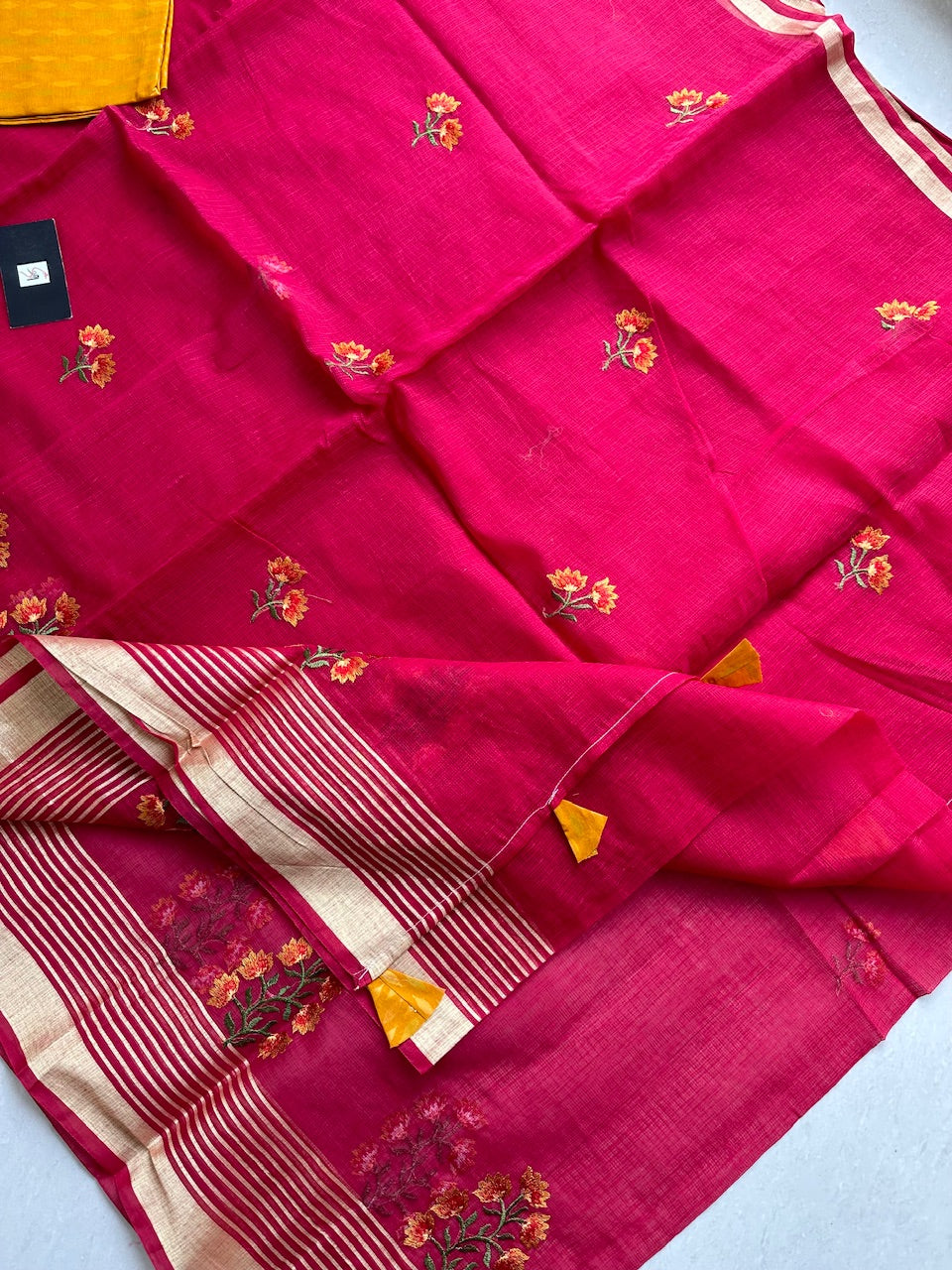 Embroidered Kota Cotton Doria Saree