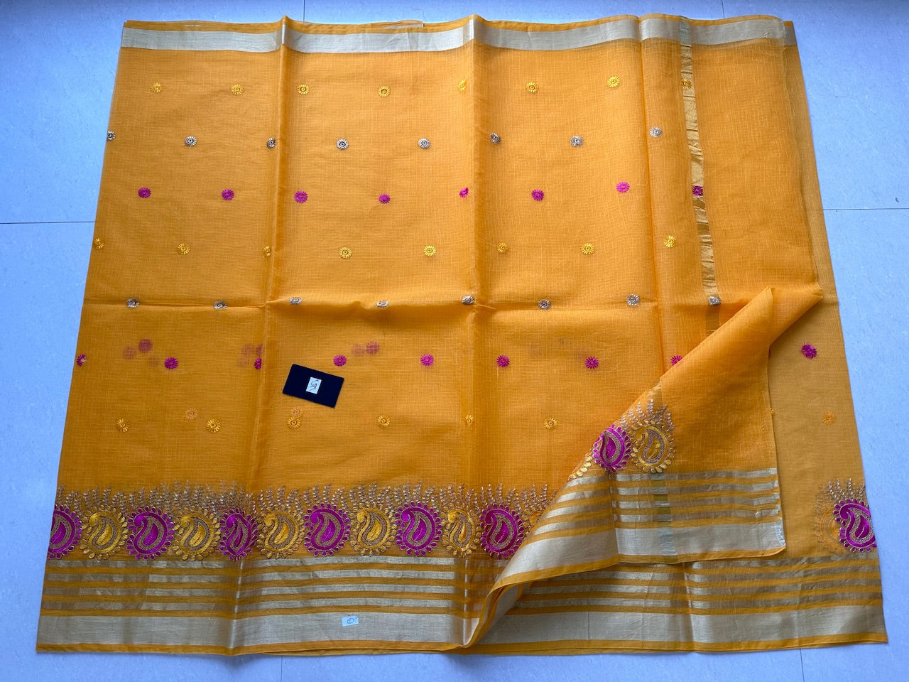 Embroidered Kota Cotton Doria Saree