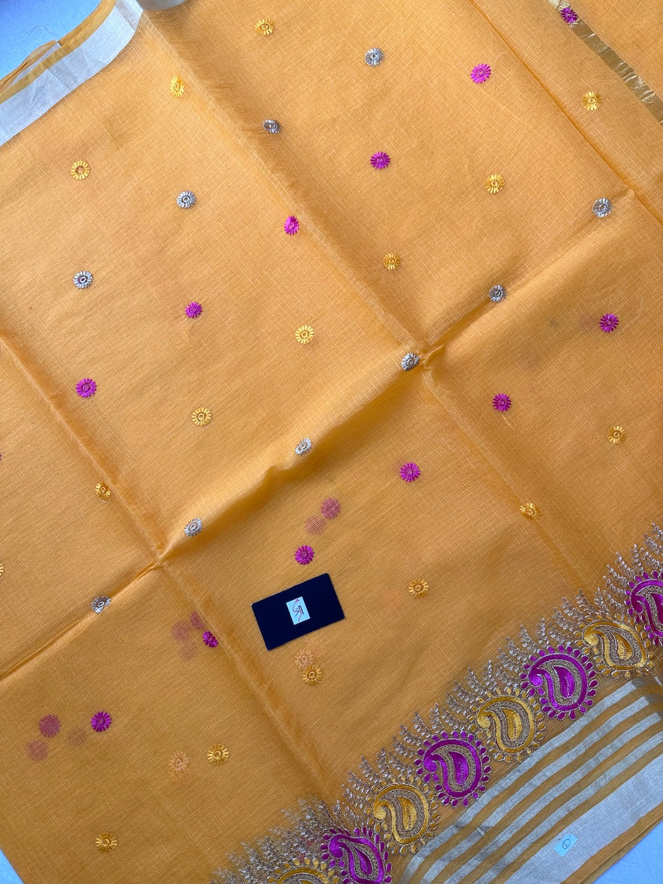 Embroidered Kota Cotton Doria Saree