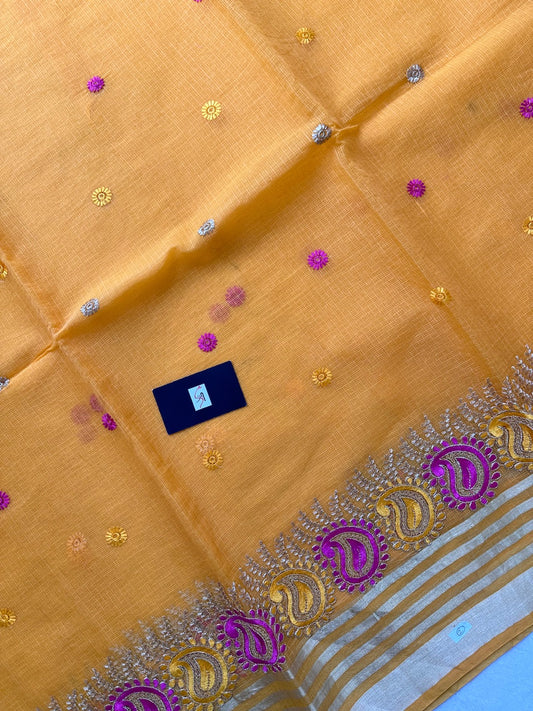 Embroidered Kota Cotton Doria Saree