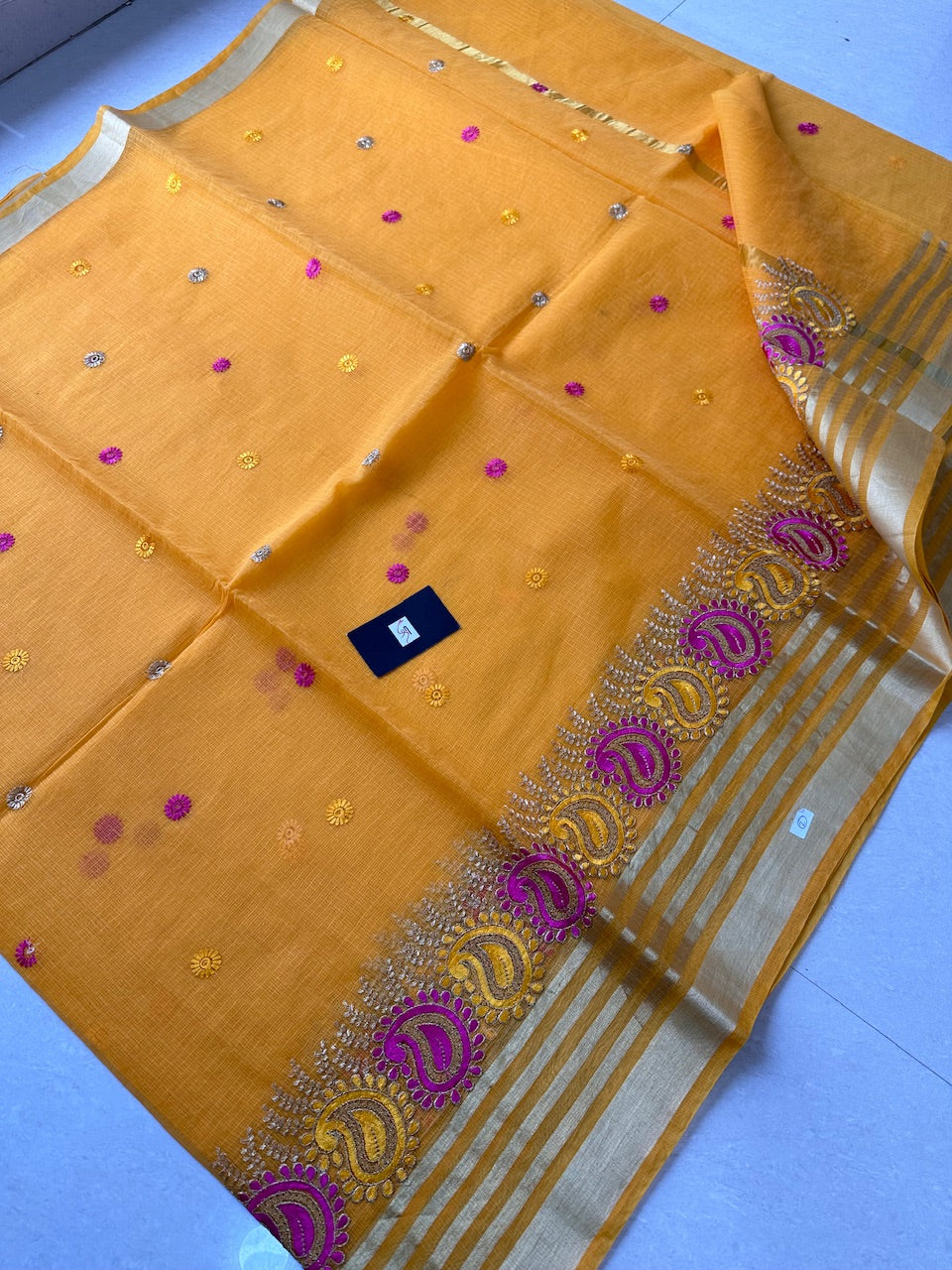 Embroidered Kota Cotton Doria Saree