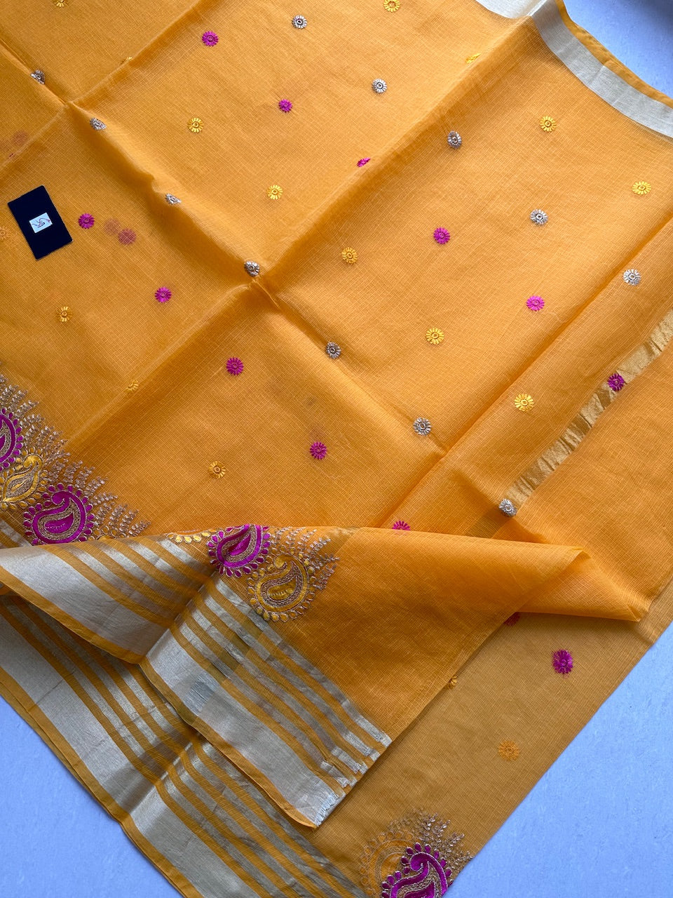 Embroidered Kota Cotton Doria Saree