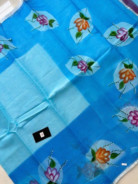 Handpainted Kota Cotton Doria Saree