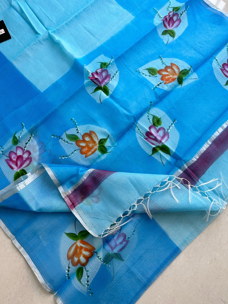 Handpainted Kota Cotton Doria Saree