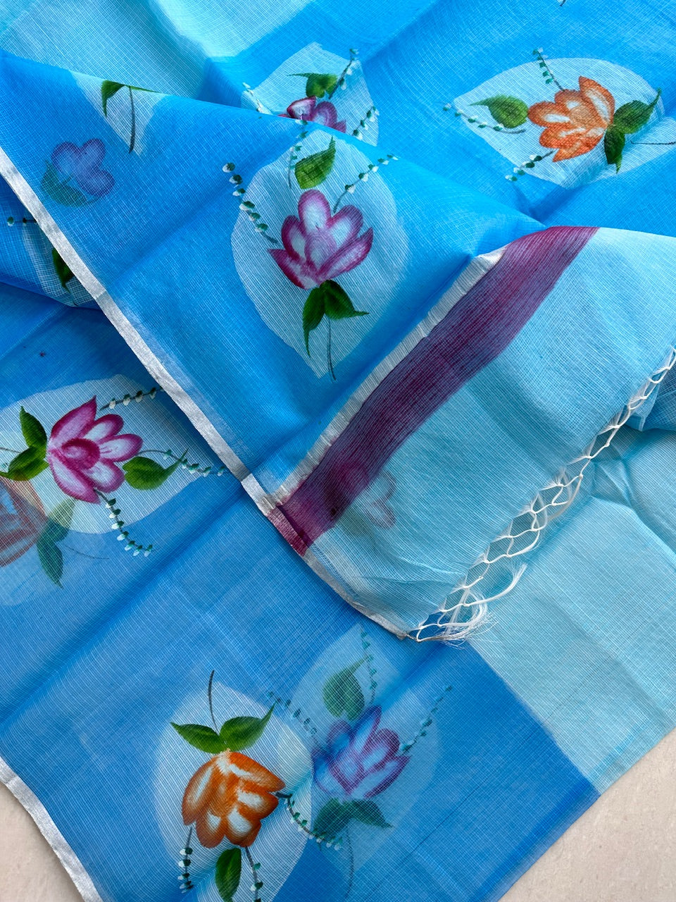 Handpainted Kota Cotton Doria Saree