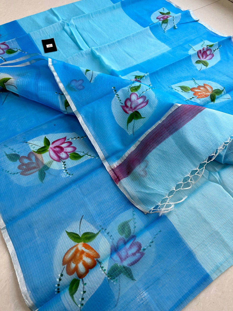 Handpainted Kota Cotton Doria Saree