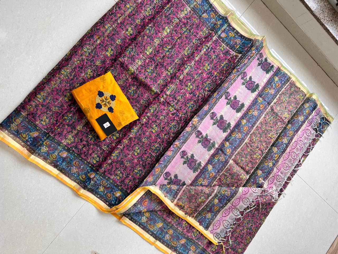 Digital Printed Kota Cotton Doria Saree