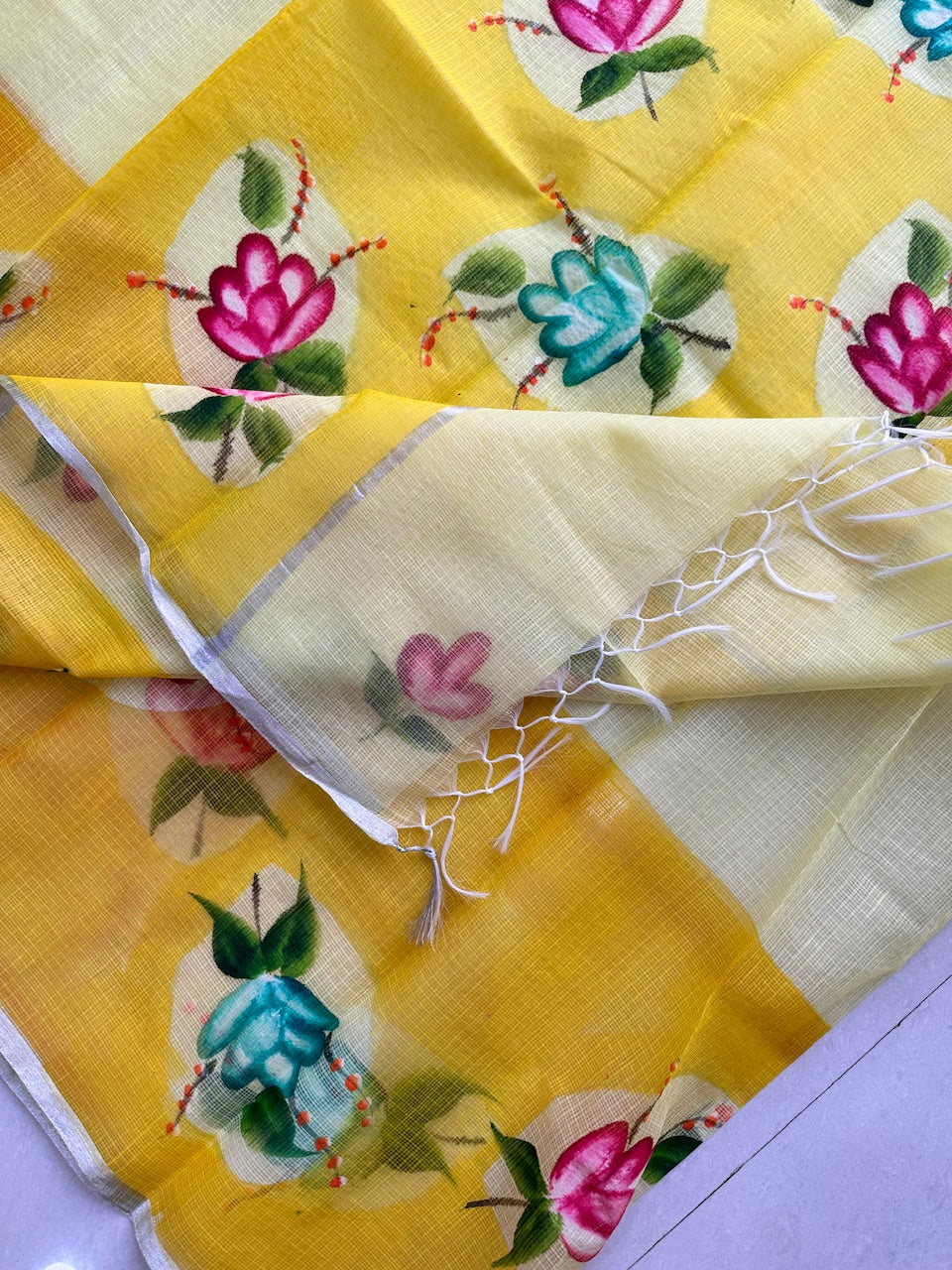 Handpainted Kota Cotton Doria Saree