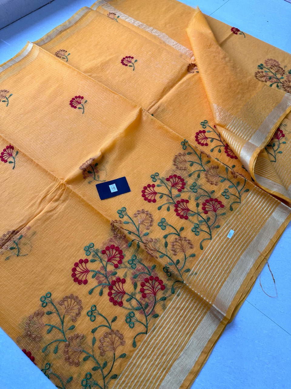 Embroidered Kota Cotton Doria Saree