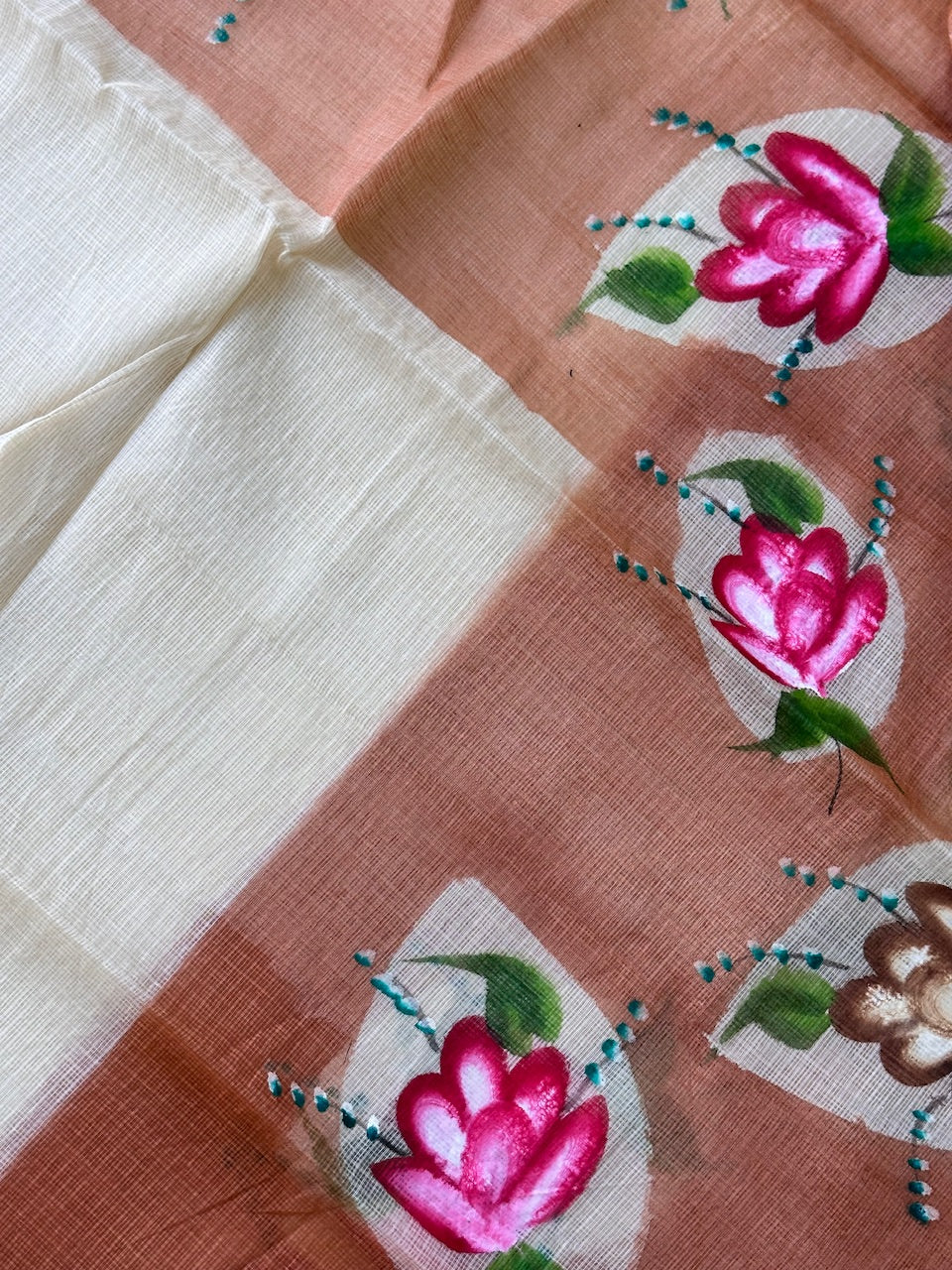 Handpainted Kota Cotton Doria Saree