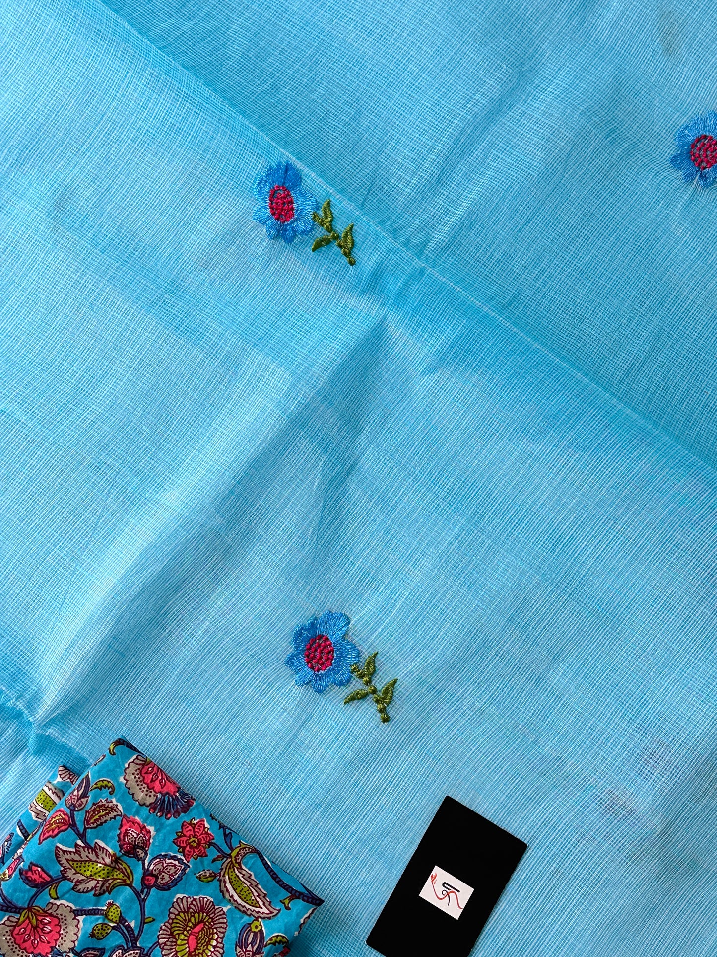 Embroidered Kota Cotton Doria Saree