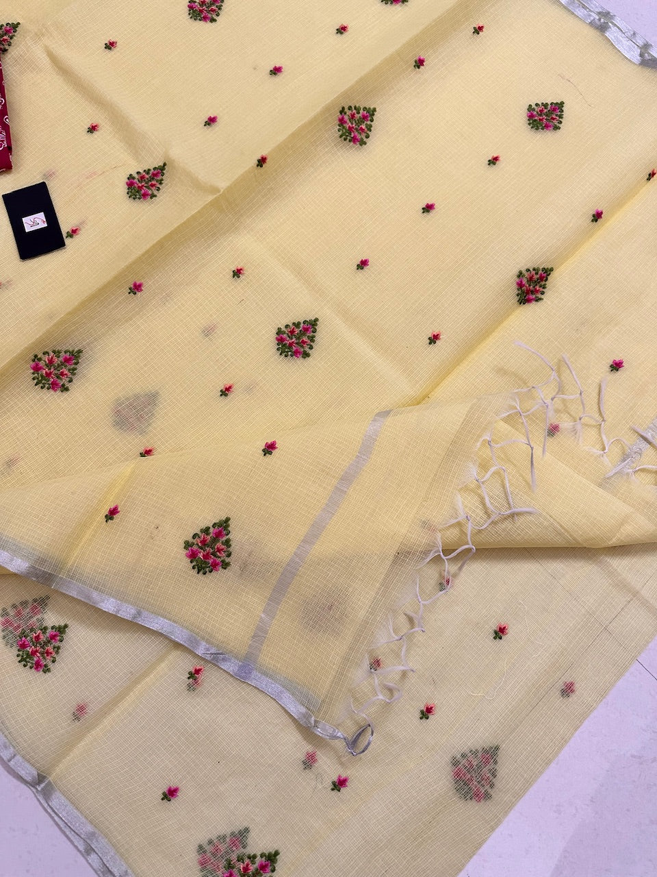 Embroidered Kota Cotton Doria Saree