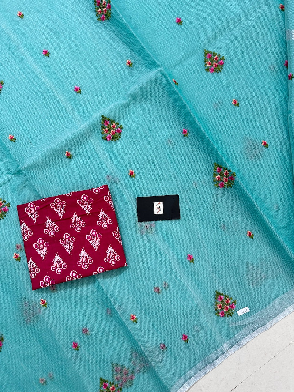 Embroidered Kota Cotton Doria Saree