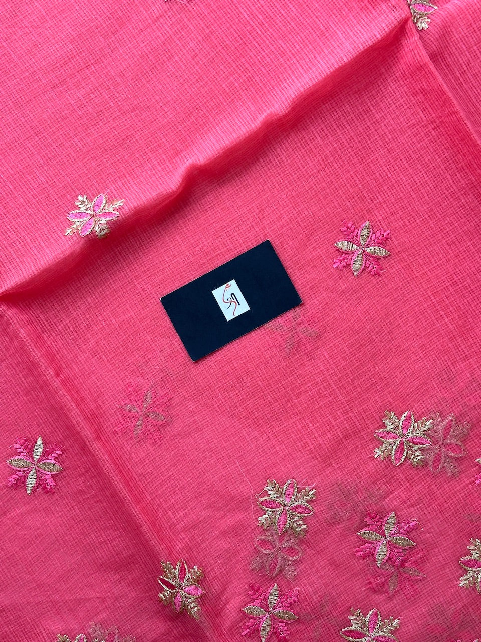 Embroidered Kota Cotton Doria Saree