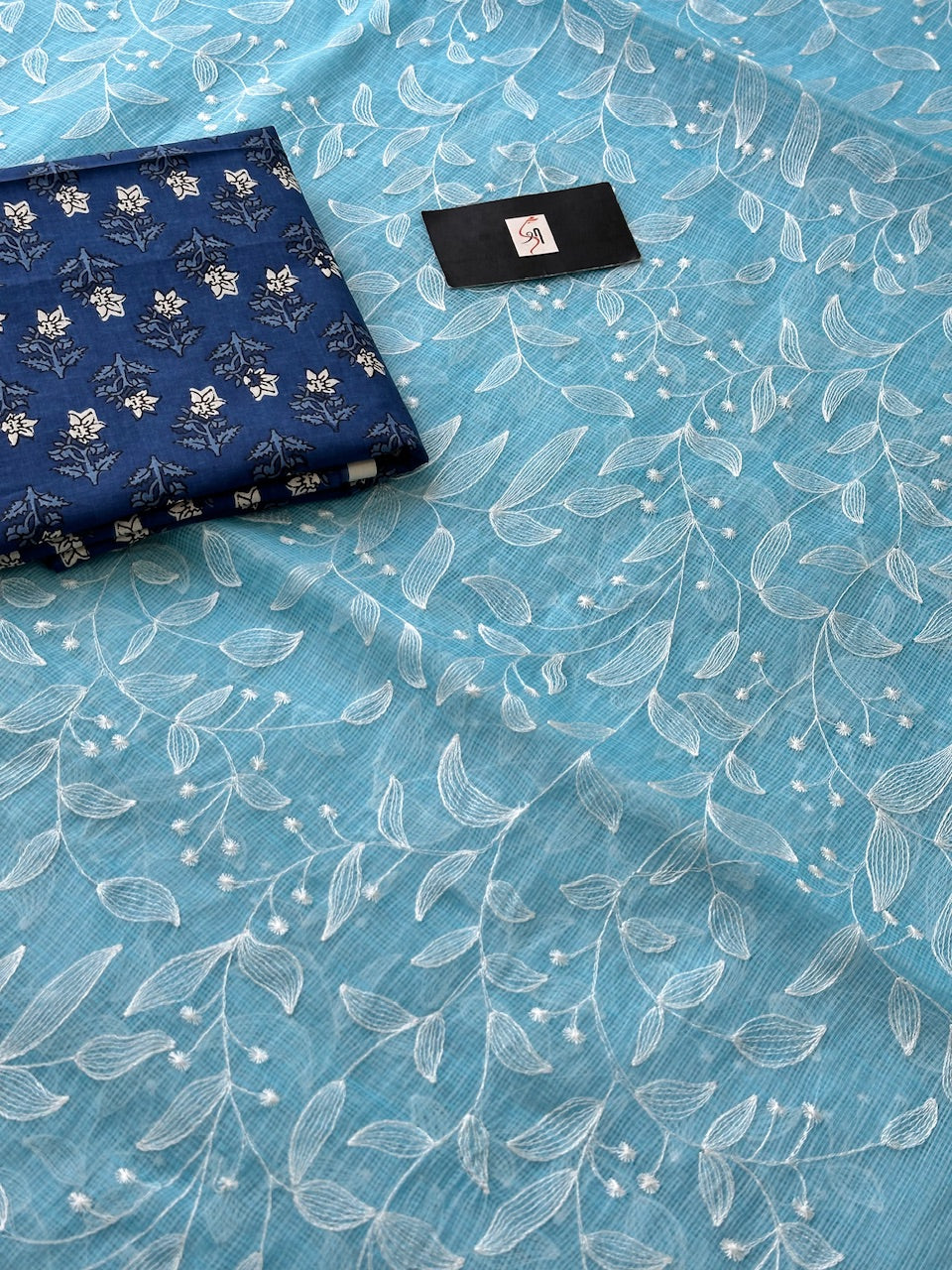 Embroidered Kota Cotton Doria Saree