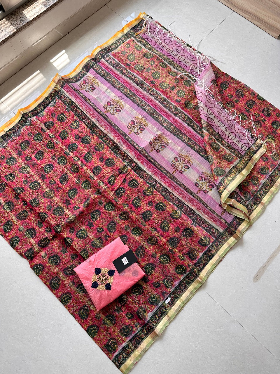 Digital Printed Kota Cotton Doria Saree