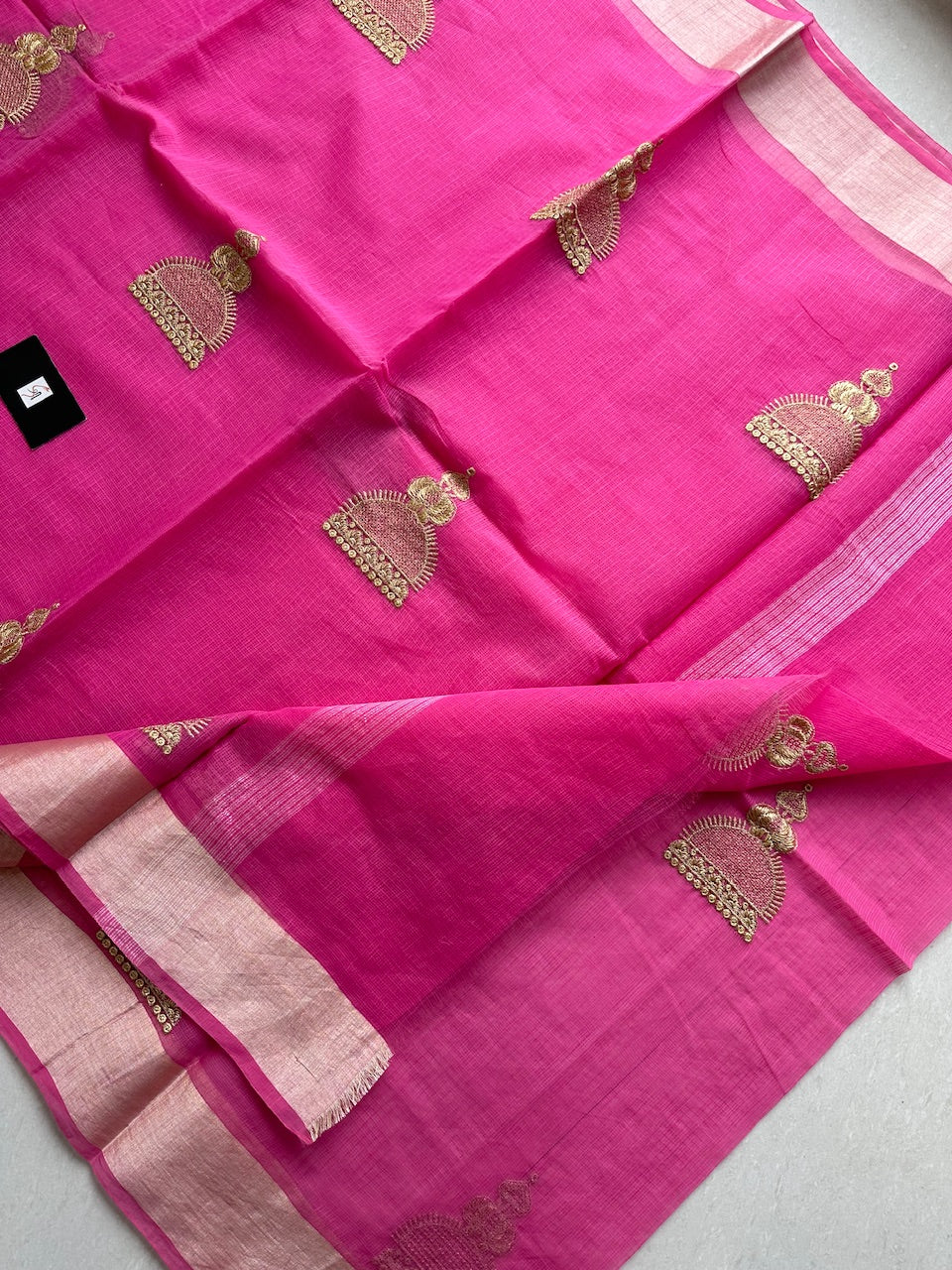 Embroidered Kota Cotton Doria Saree