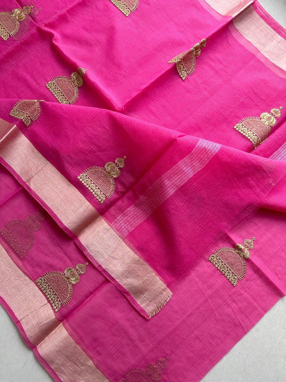 Embroidered Kota Cotton Doria Saree