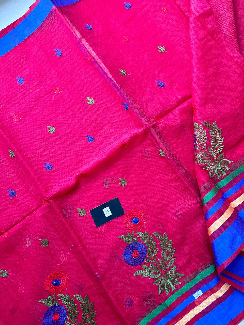 Embroidered Kota Cotton Doria Saree