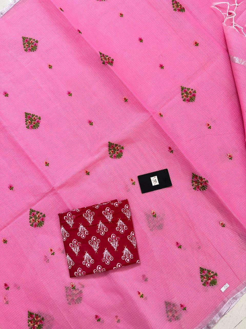 Embroidered Kota Cotton Doria Saree